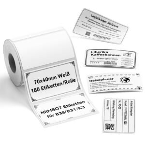 Rouleau d'étiquettes thermiques 70x40mm Niimbot blanches