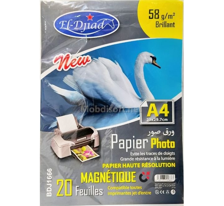 PAPIER PHOTO MAGNETIQUE 58GRS Papier photo magnétique souple 58g El Djiad A4